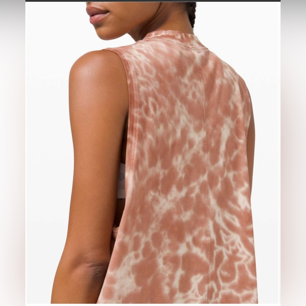 Lululemon All Yours Tank Top Tie Dye Pink Size 6 Marmoleado Copper Pima Cotton - Picture 4 of 12